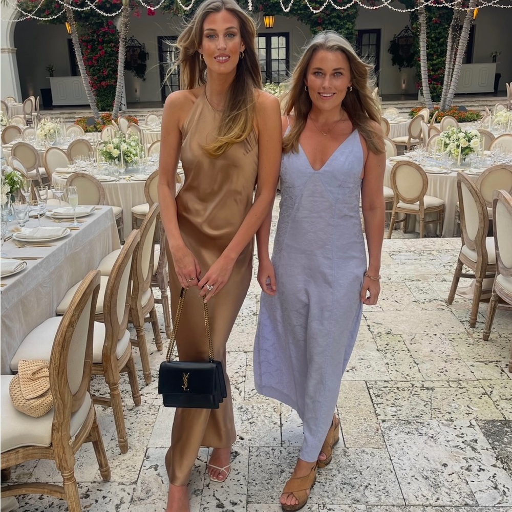 Reformation dress golden wedding guest